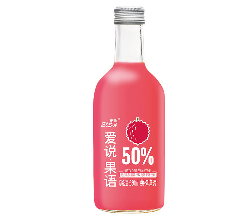 330ml爱说果语 复合乳酸菌玫瑰荔枝果汁饮料