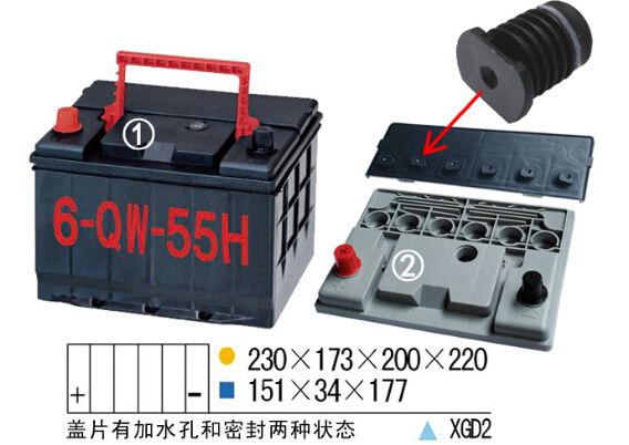 起动用免维护(QW)蓄电池槽-6-QW-55H