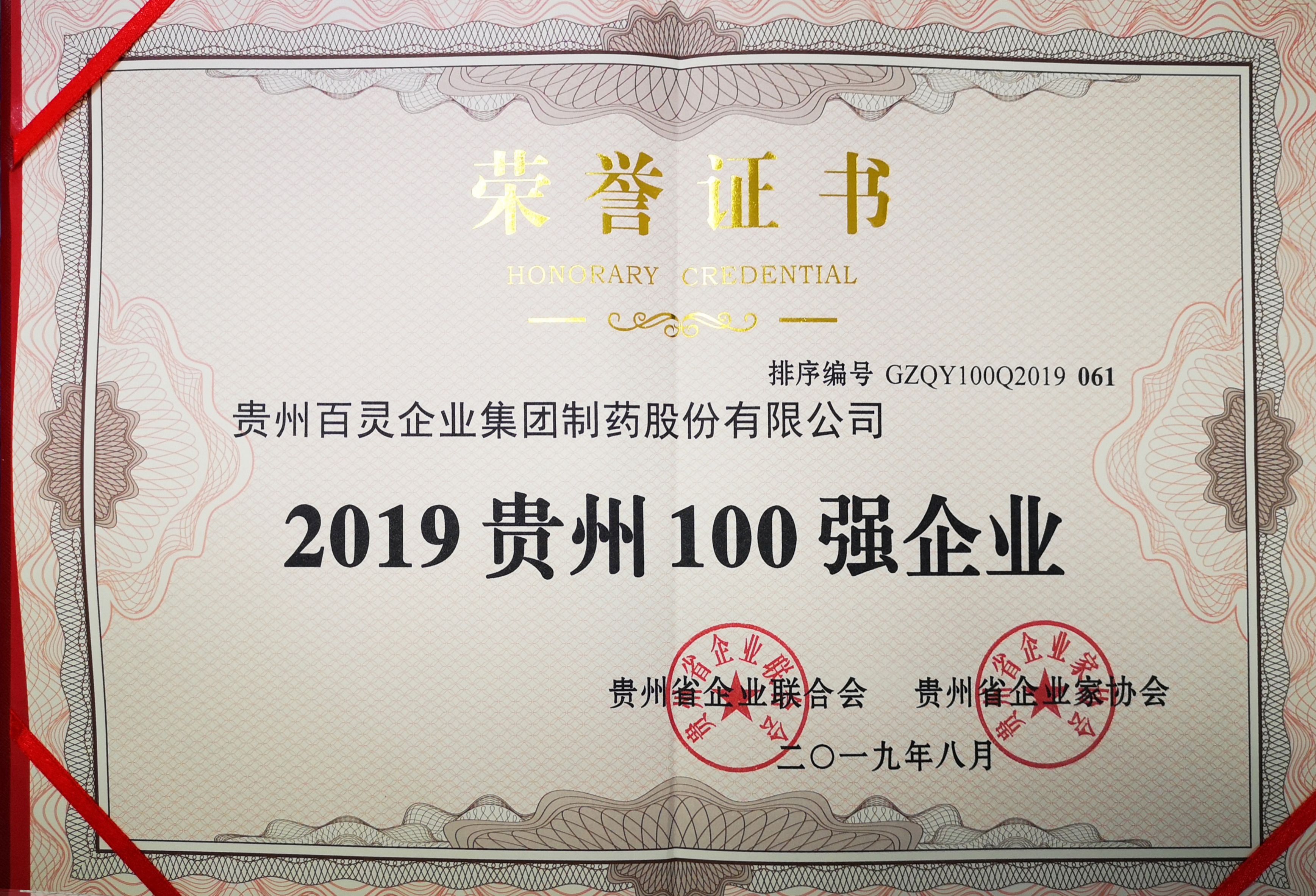 2019贵州100强企业